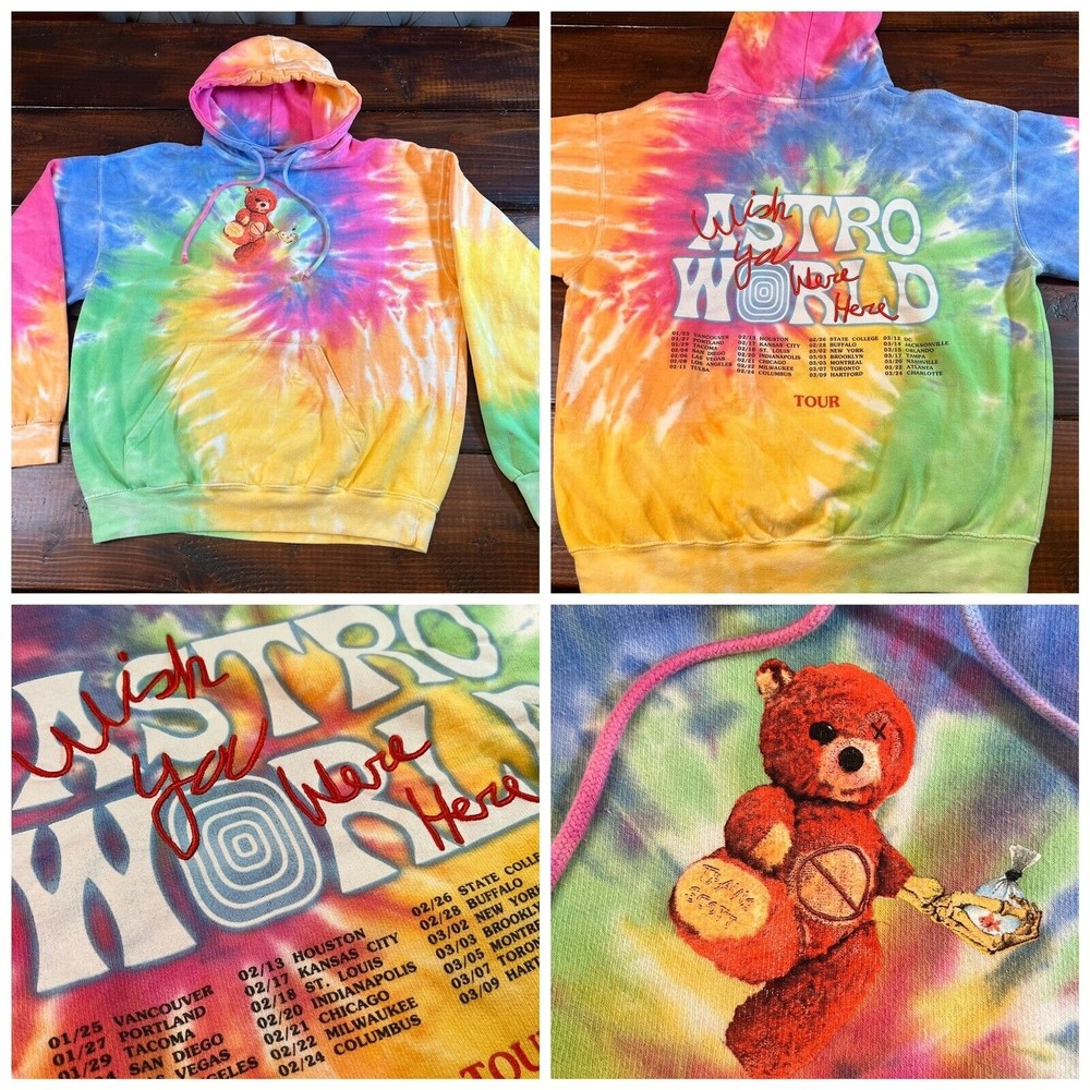 Travis Scott Astroworld Tour Skipping Bear Tie Dye Hoodie